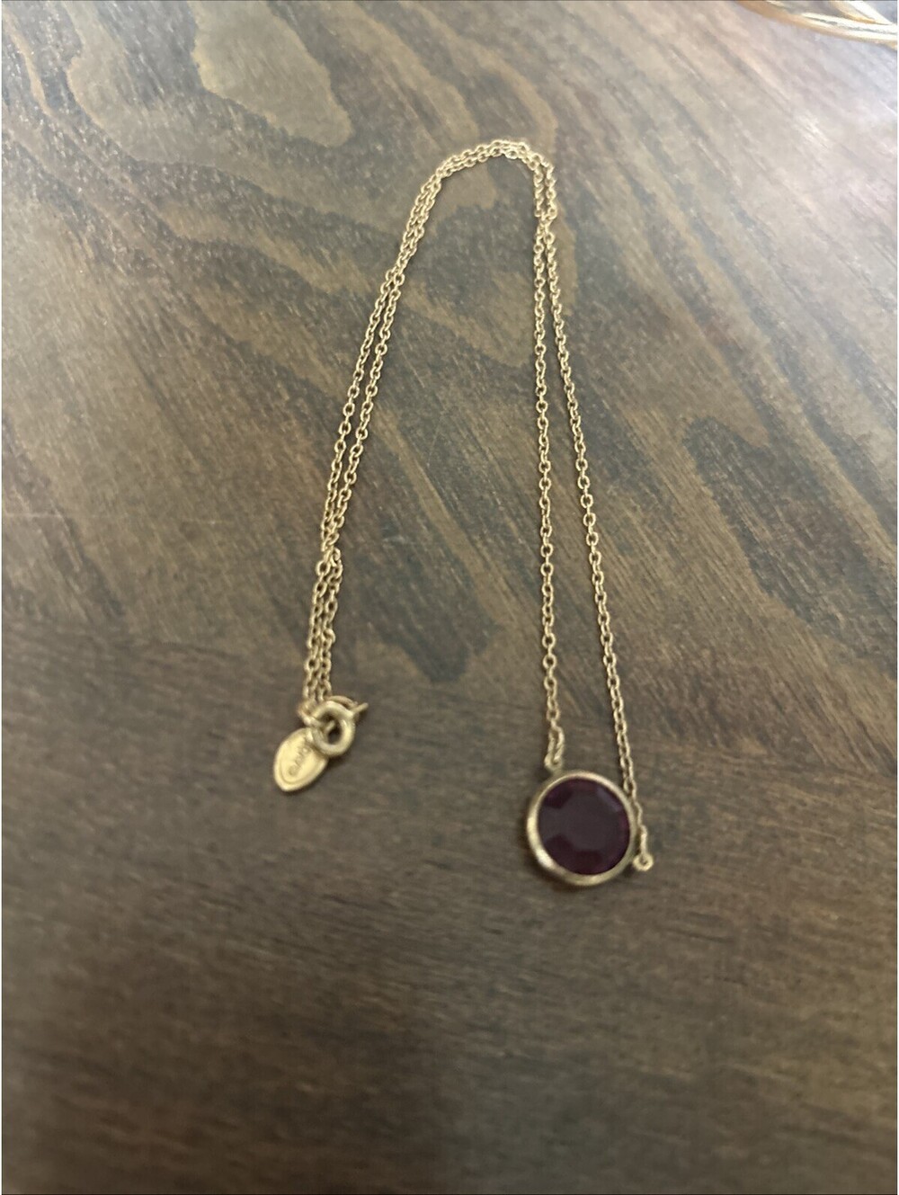 VTG Avon Faux Amethyst Purple February Birthstone Gold Tone 16" Necklace